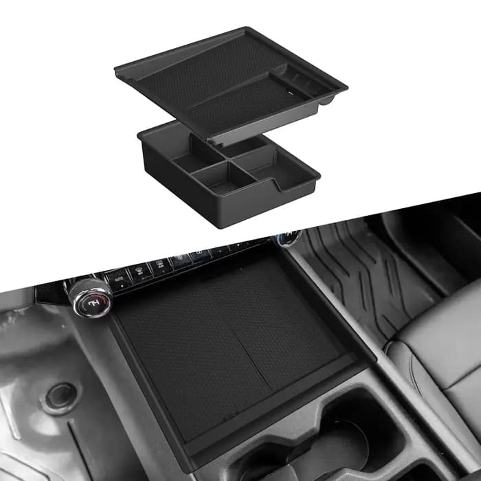 SMABEE pour Chevy Silverado EV 2024-2026 Center Console Boîte De Rangement Plateau Double-couche Organisateur Intérieur Accessoires ABS 2PCS