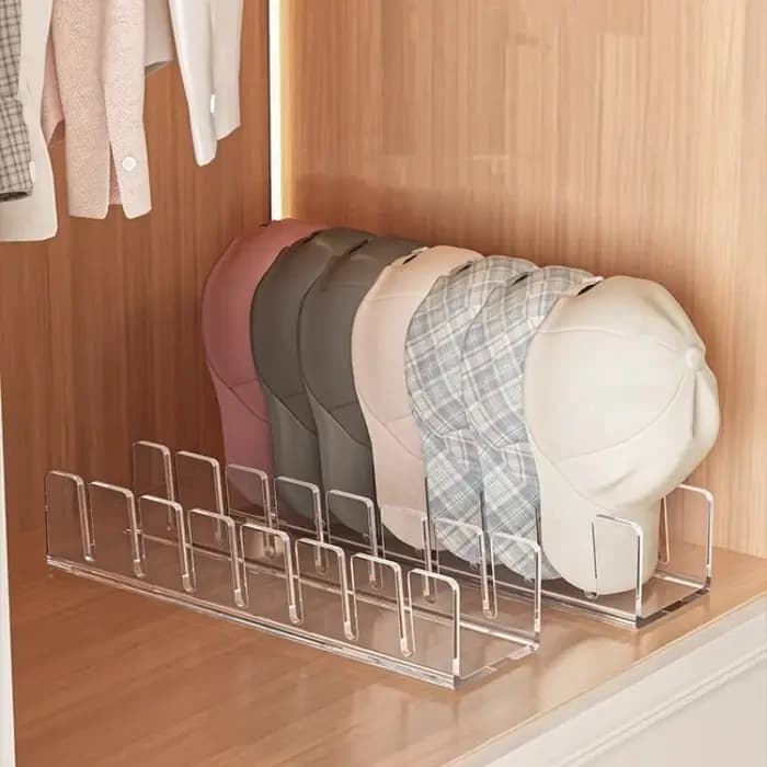 Support de rangement pour casquettes en acrylique avec fentes