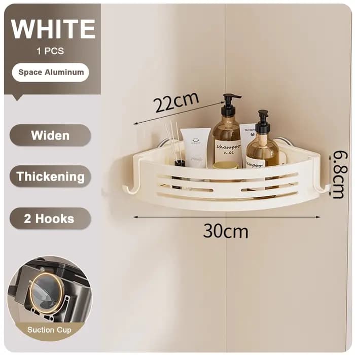 Étagère de douche triangulaire avec crochets