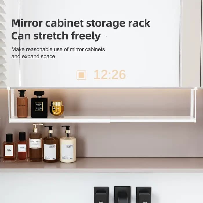 Boîte de rangement pour miroir avec étagères superposées