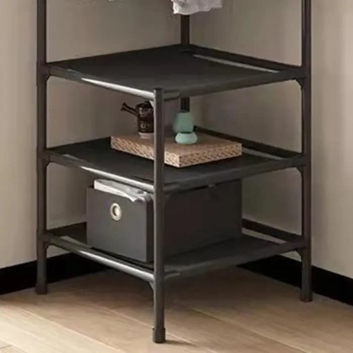 Porte-vêtements d'angle industriel avec roulettes noires