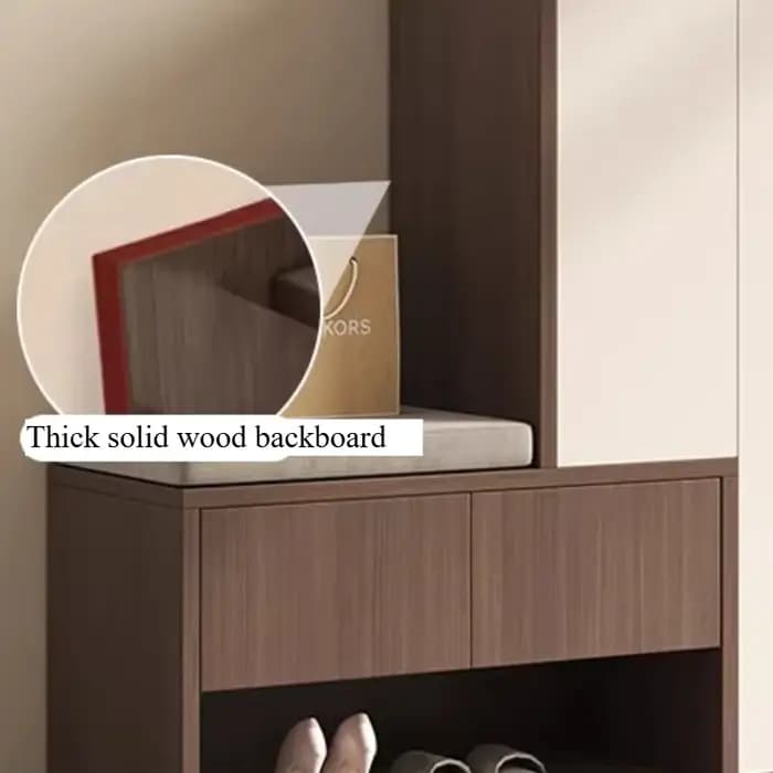 Grand meuble à chaussures rétro blanc pour entrée