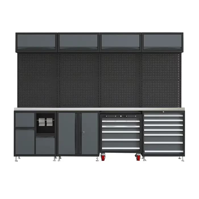 Établi de garage avec armoire de rangement d'outils pour atelier