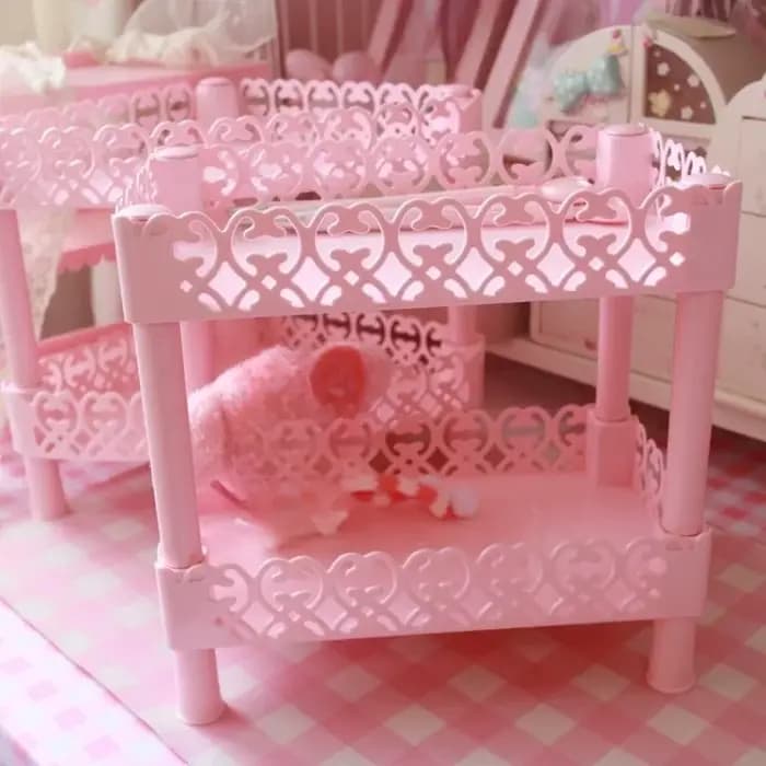 Étagère de rangement rose à 2 ou 3 niveaux, faite à la main, pour la maison, la chambre à coucher, le bureau, la salle d'étude, pour ranger les figurines d'anime, étagère de rangement en plastique.