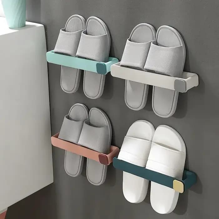 Salle de bains Pantoufle Étagère Pas de Poinçonnage Mural Monté Une Pièce Chaussure Rack D'économie D'espace