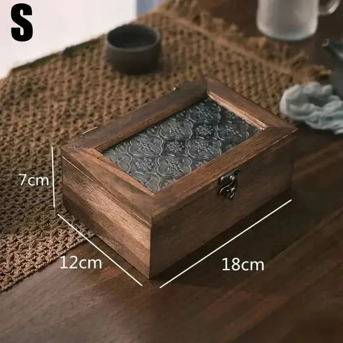 Boîte de rangement rétro en bois uni avec couvercle, boîtes à charnière multifonctions, emballage ca