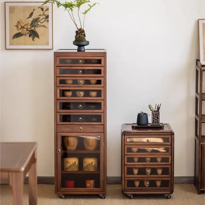 Tiroirs armoires de salon classiques affichage marron moderne rangement