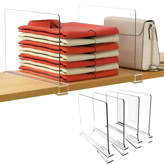 Séparateurs d'étagères en acrylique Transparent, séparateur de séparation d'étagère peu encombrant p