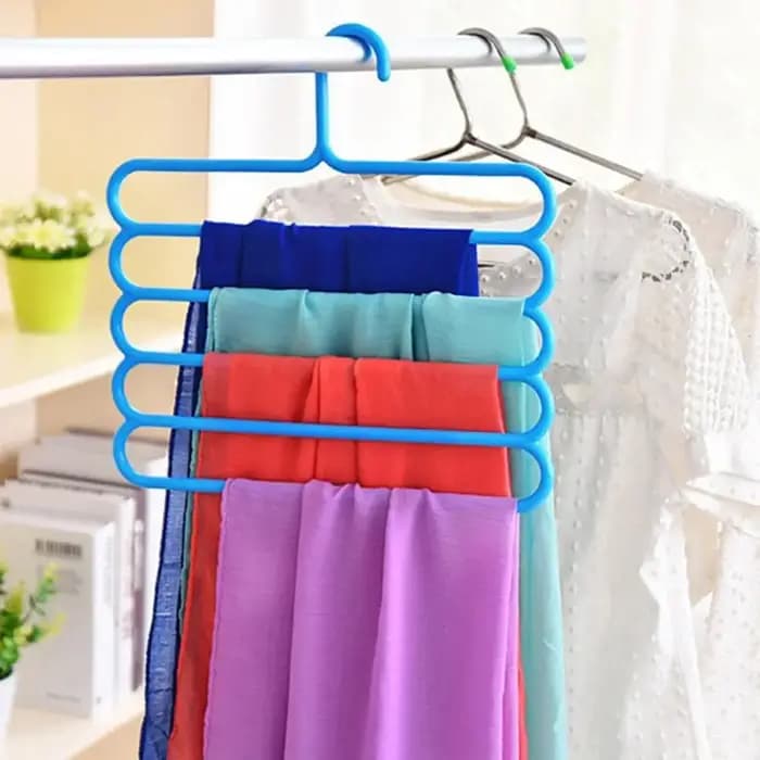 Organisateur de rangement pour pantalons et foulards à 5 niveaux coloré pour armoire domestique