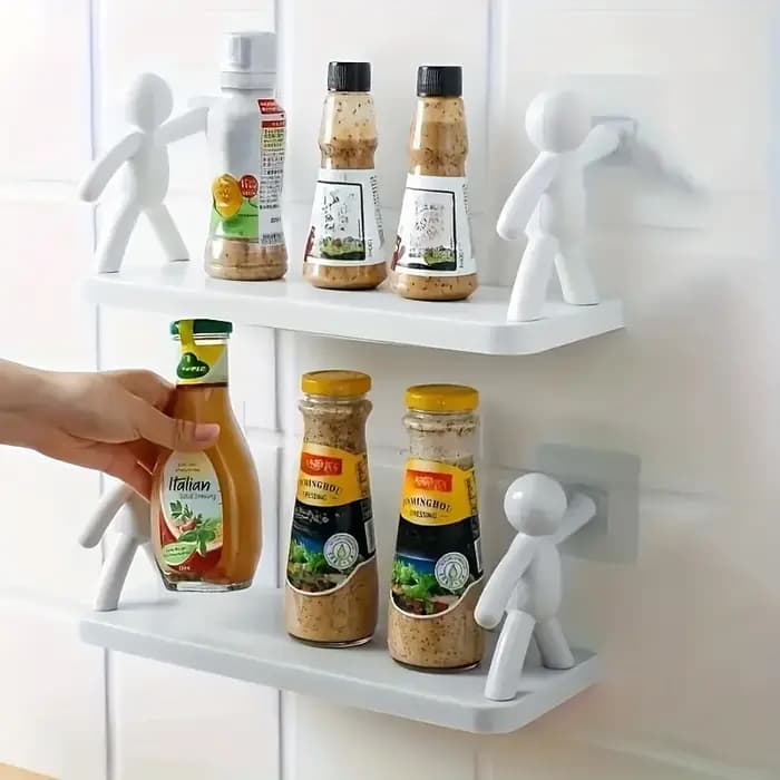 Étagères murales modernes en plastique avec figurines humanoïdes, support de rangement à plusieurs niveaux pour salle de bains, cuisine ou salle de bains, étagères de décoration