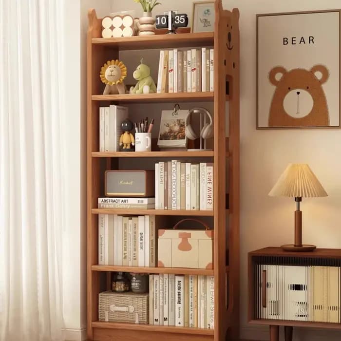 Bibliothèque murale en bois ours pour enfants