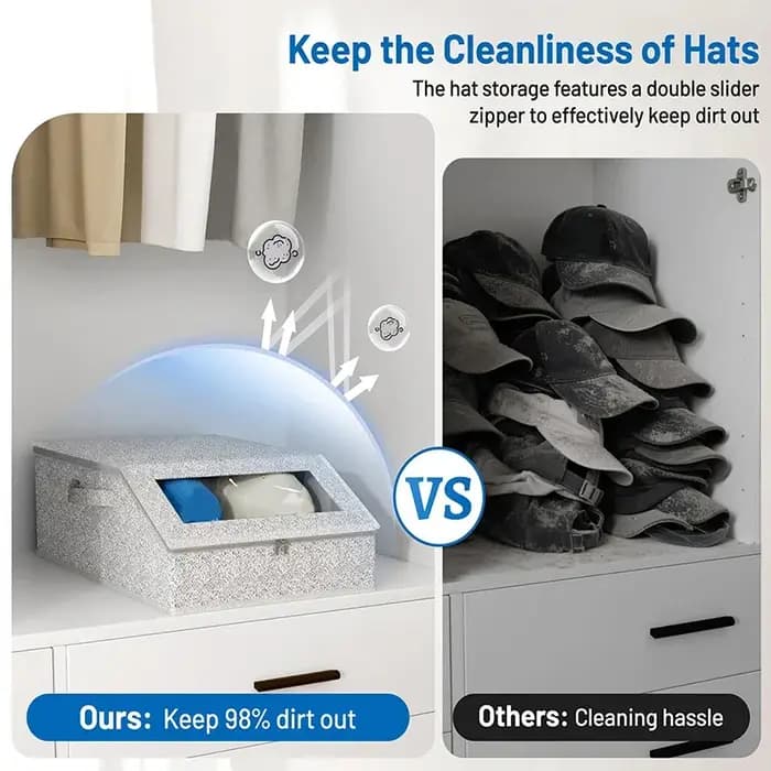 Boîte de rangement pour chapeaux avec fenêtre transparente Organisateur pliable pour accessoires chapeau anti-poussière