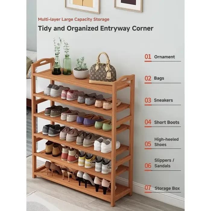 Organiseur de chaussures en bois à 4-8 niveaux