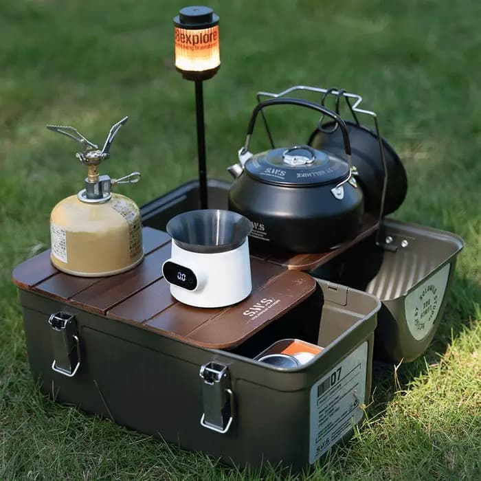 Boîte à déjeuner en métal Vintage avec poignée et loquet