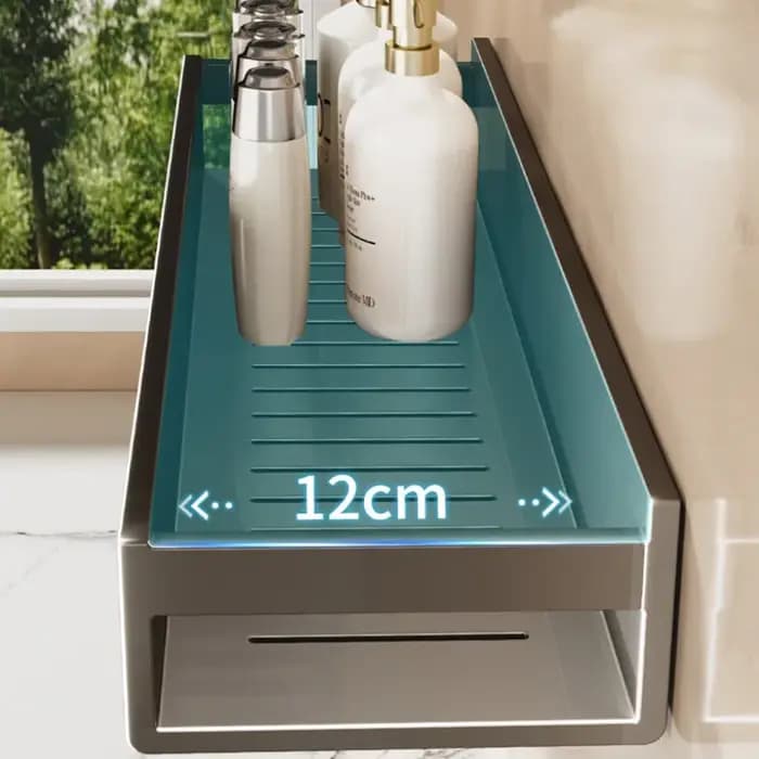 Étagère murale gris anthracite sans perçage pour salle de bain