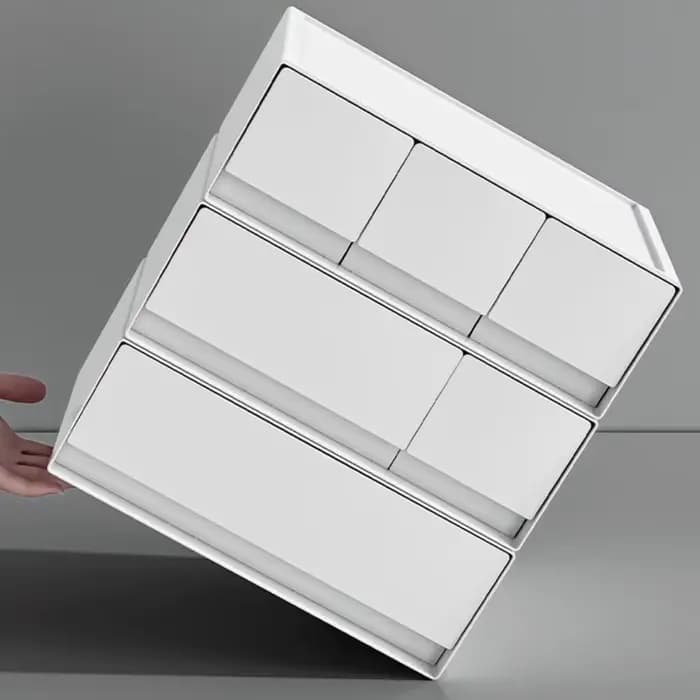 Tiroir de rangement empilable en plastique blanc