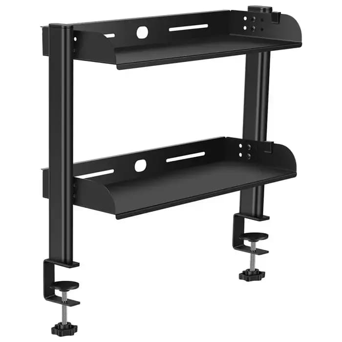 Étagère de bureau à fixation par pince en métal, 2 niveaux, réglable, sans perçage, organisateur de