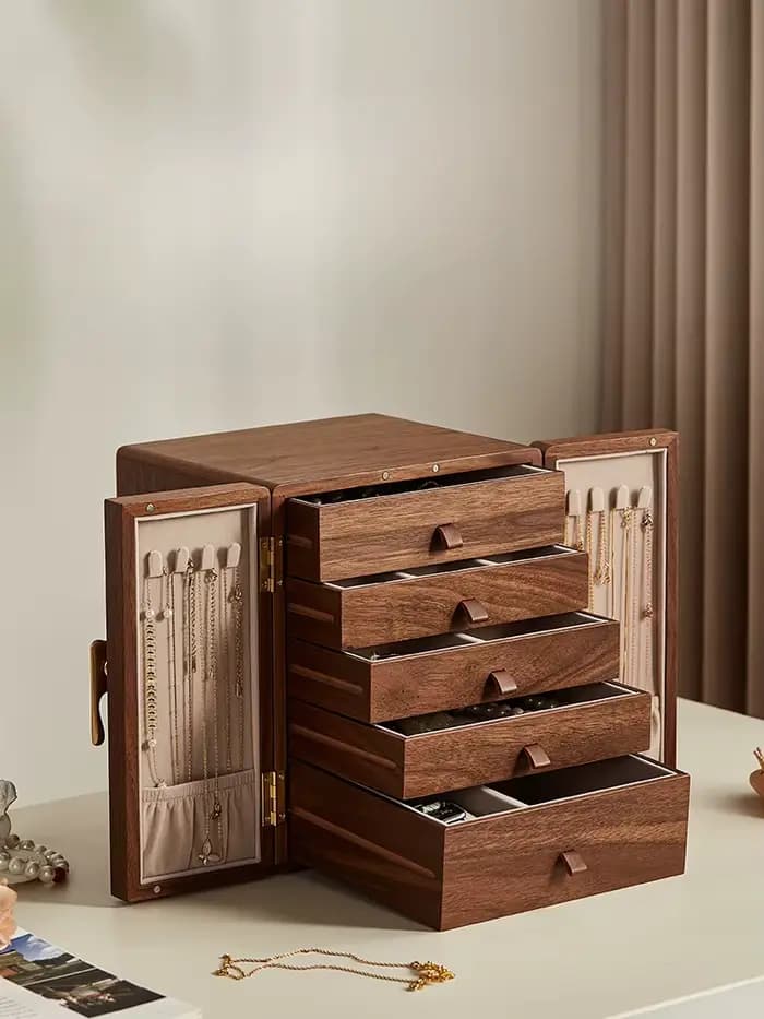 Boîte à bijoux en bois de grande capacité