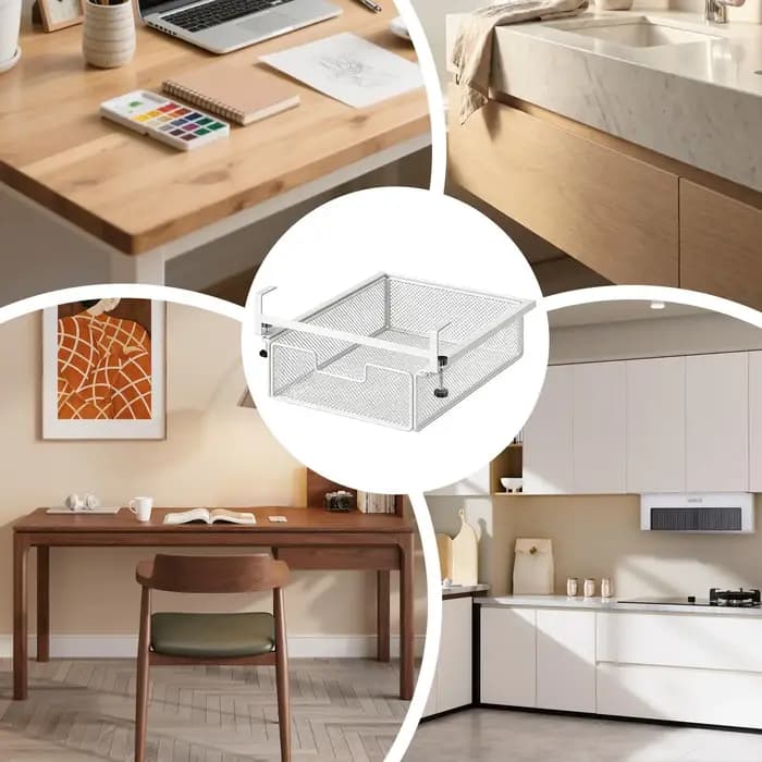 Tiroir sous le bureau avec barre, boîte de rangement invisible sous le bureau, outil de transformation de poste de travail, étagère latérale pour bureau d'étudiant 