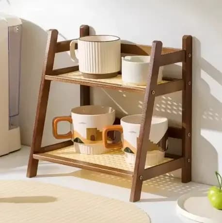 Étagère de rangement en bambou à double couche