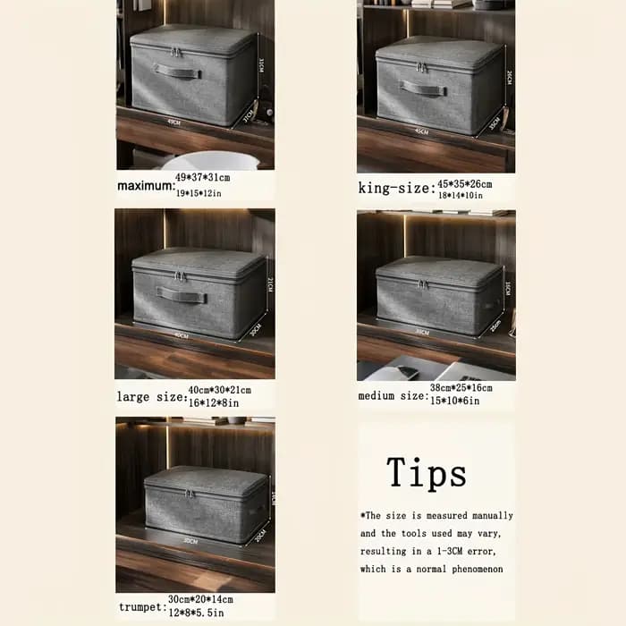 Boîtes de rangement en tissu empilables et pliables avec couvercles et poignées