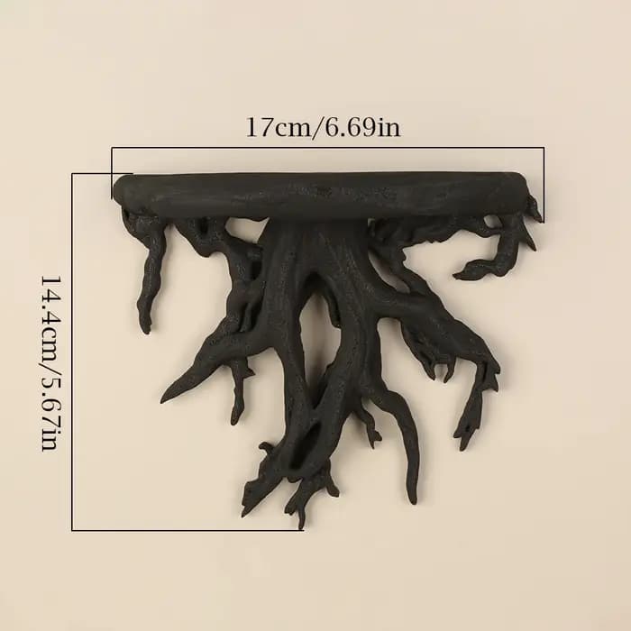 Étagère murale en forme de racine d'arbre de style gothique pour rangement et décoration