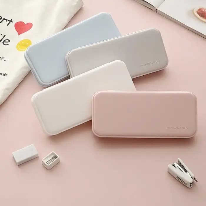 Boîte de papeterie mate minimaliste – Organisateur étanche avec séparateurs de grille | Étui à crayons Macaron