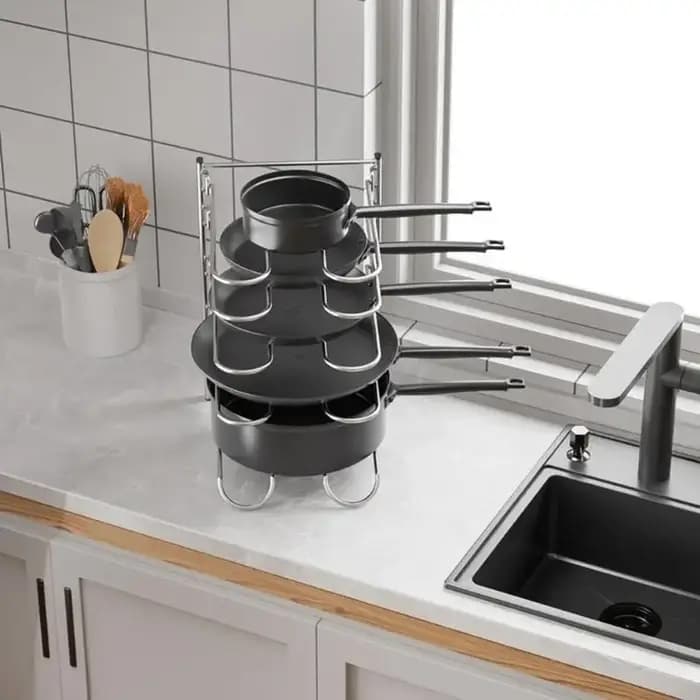 Rangement casseroles en métal à 5 niveaux