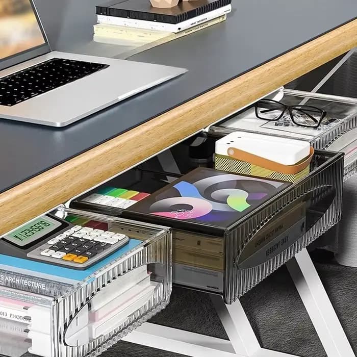 Nouvelle boîte de rangement dissimulée avec trous perforés sous le bureau