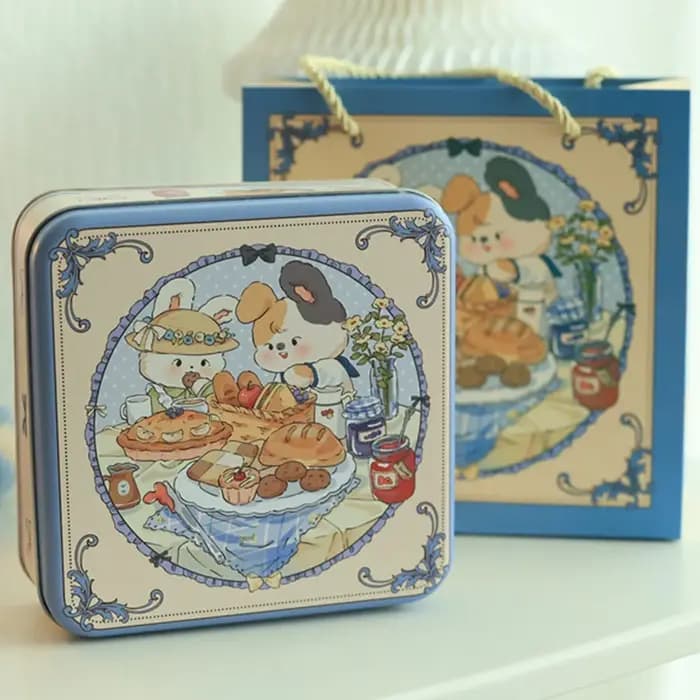 Boîte en fer de lapin de dessin animé de haute qualité, boîte de rangement carrée en métal multicolo