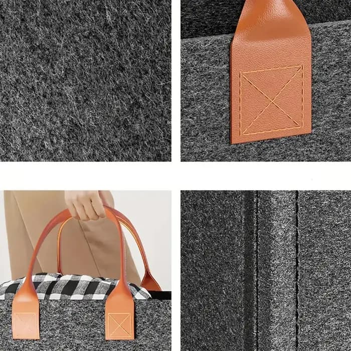 Sac de rangement en feutre en forme de L pour escalier, organisateur pliable gain de place, panier grande capacité avec poignées pour placard domestique