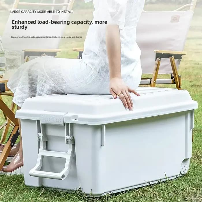 Boîte de rangement pour camping en plein air, conteneur de rangement en plastique pour le camping, bac de rangement de grande capacité pour coffre de voiture et usage domestique