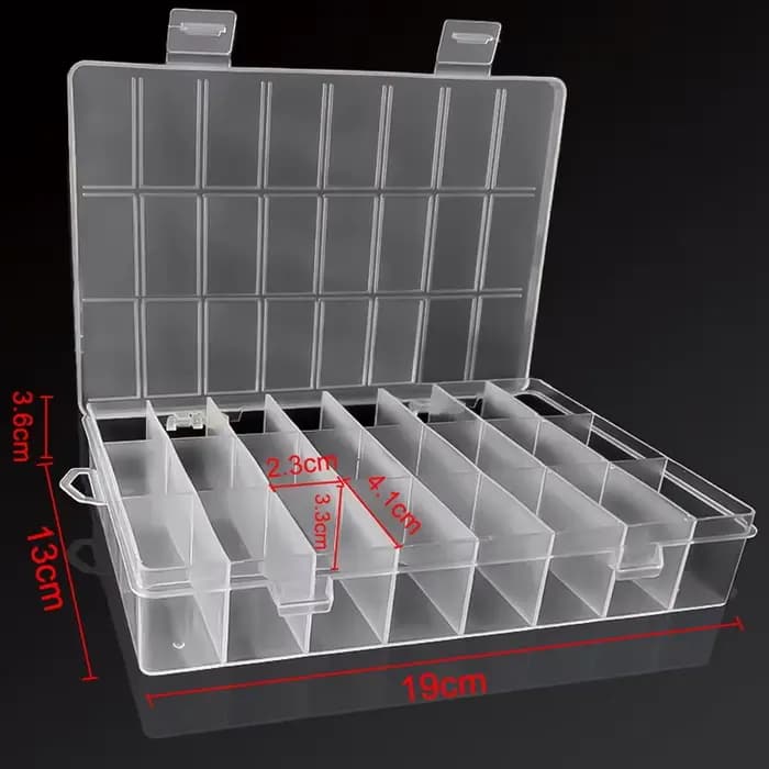 Boîte de rangement en plastique à 24 grilles