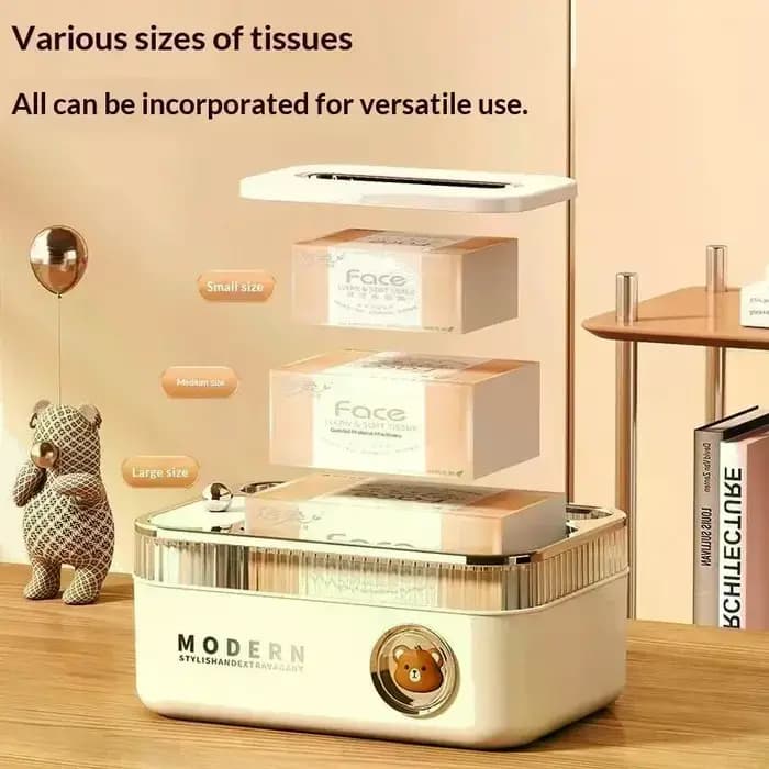 Boîte à mouchoirs multifonctionnelle avec décor d'ours mignon