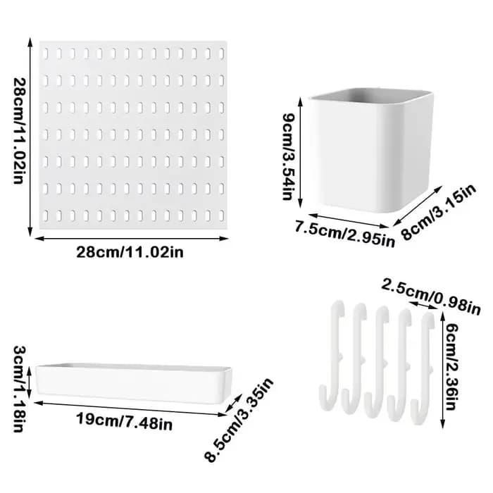 Panneau de rangement mural avec crochets, panneau perforé gain de place, support de rangement et d'affichage DIY pour cuisine, chambre, salle de bain, bureau