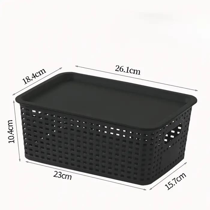 Paniers de rangement en plastique modernes avec couvercle empilable, polyvalents pour bureau, chambr