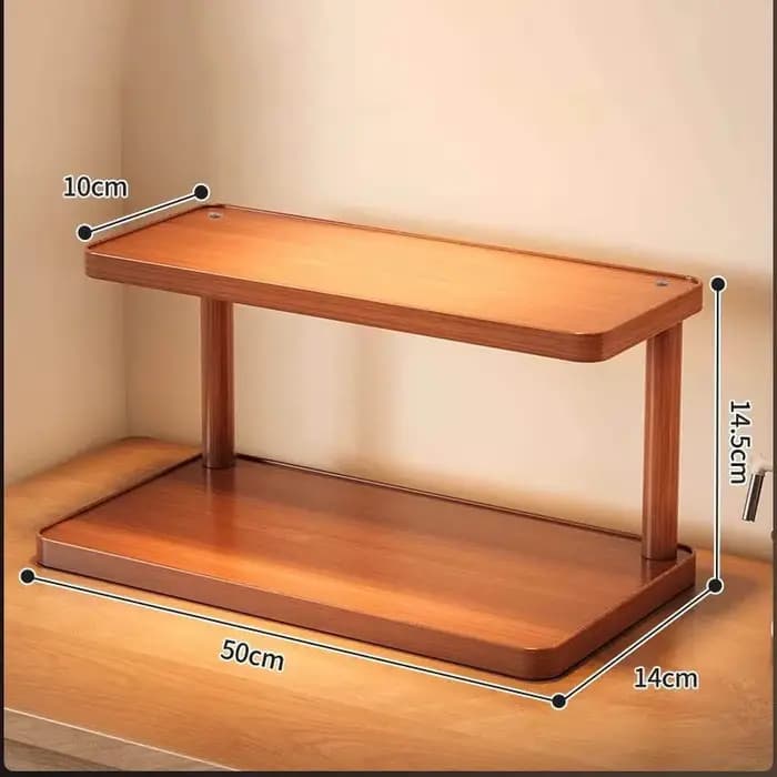 Support de rangement polyvalent en bois à 2 niveaux pour cuisine et salle de thé