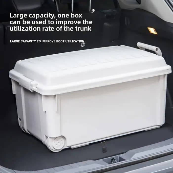 Boîte de rangement pour camping en plein air, conteneur de rangement en plastique pour le camping, bac de rangement de grande capacité pour coffre de voiture et usage domestique