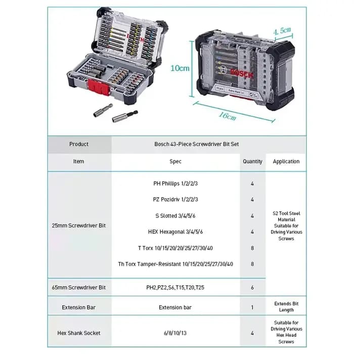 Kit de 43 embouts de tournevis Bosch