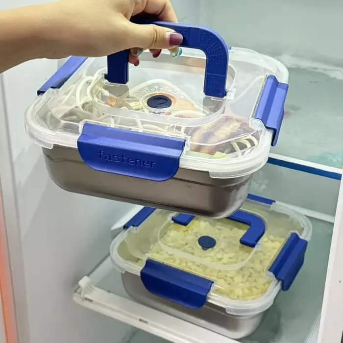 Boîte de conservation de la fraîcheur de grande capacité en acier inoxydable avec poignée