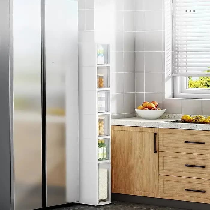 Support de rangement à plusieurs niveaux, armoire de rangement au sol Ultra-étroite pour cuisine, salle de bains, armoire latérale, toilettes mobiles