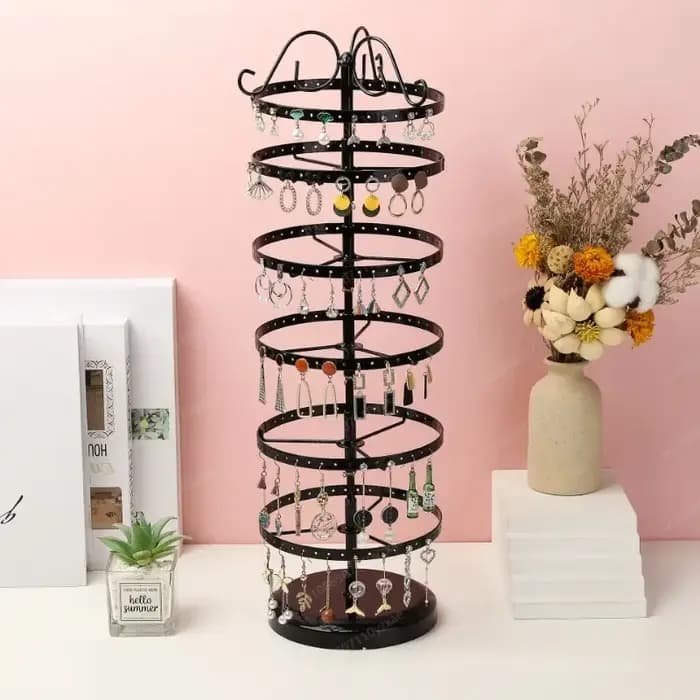 Support de boucles d'oreilles rotatif à 6 niveaux, présentoir multicouche pour goujons et cerceaux,