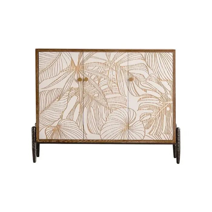 Buffet moderne à fleurs sculptées en bois massif
