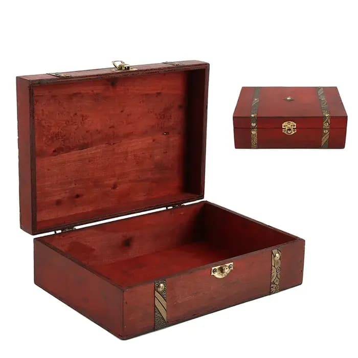 Boîte en bois 23x16x7.5cm, mallette de rangement en bois naturel, rangement à domicile, boîte à souv