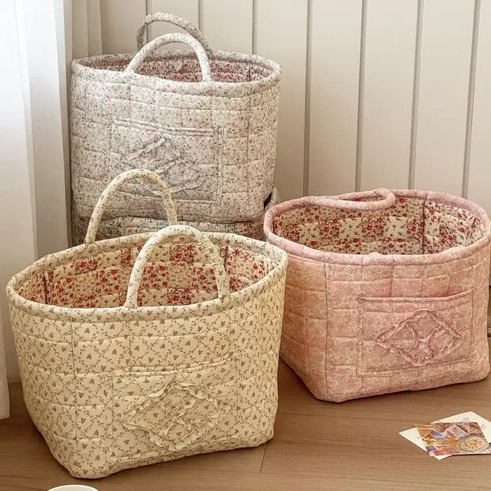 Bac de rangement pour linge pastorale en tissu avec poignées faciles à transporter