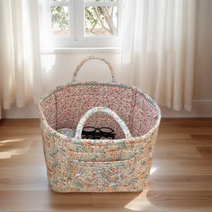 Bac de rangement pour linge pastorale en tissu avec poignées faciles à transporter