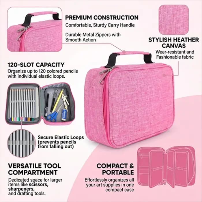 Sac de rangement pour crayons de couleur 72 couleurs