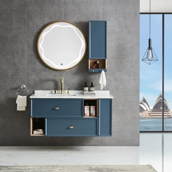 Meuble de salle de bains en marbre de chêne blanc