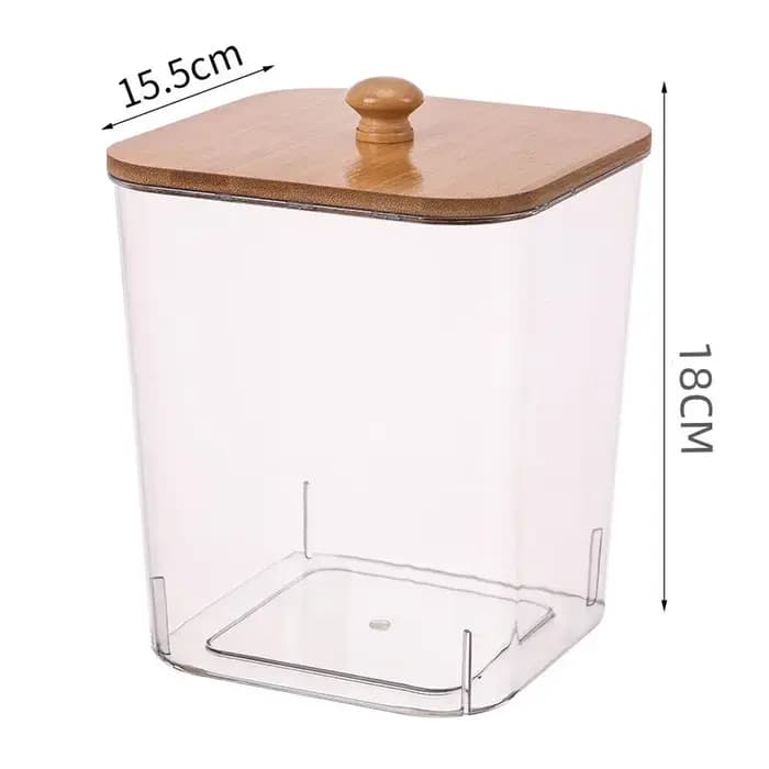 Boîte de rangement de poudre à lessive avec couvercle en bambou
