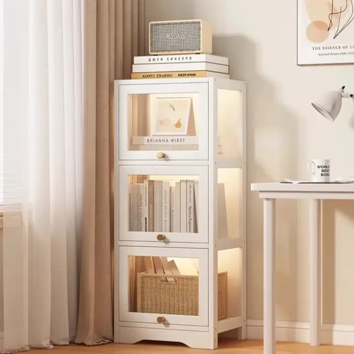 Armoire à livres moderne en acrylique transparent avec portes